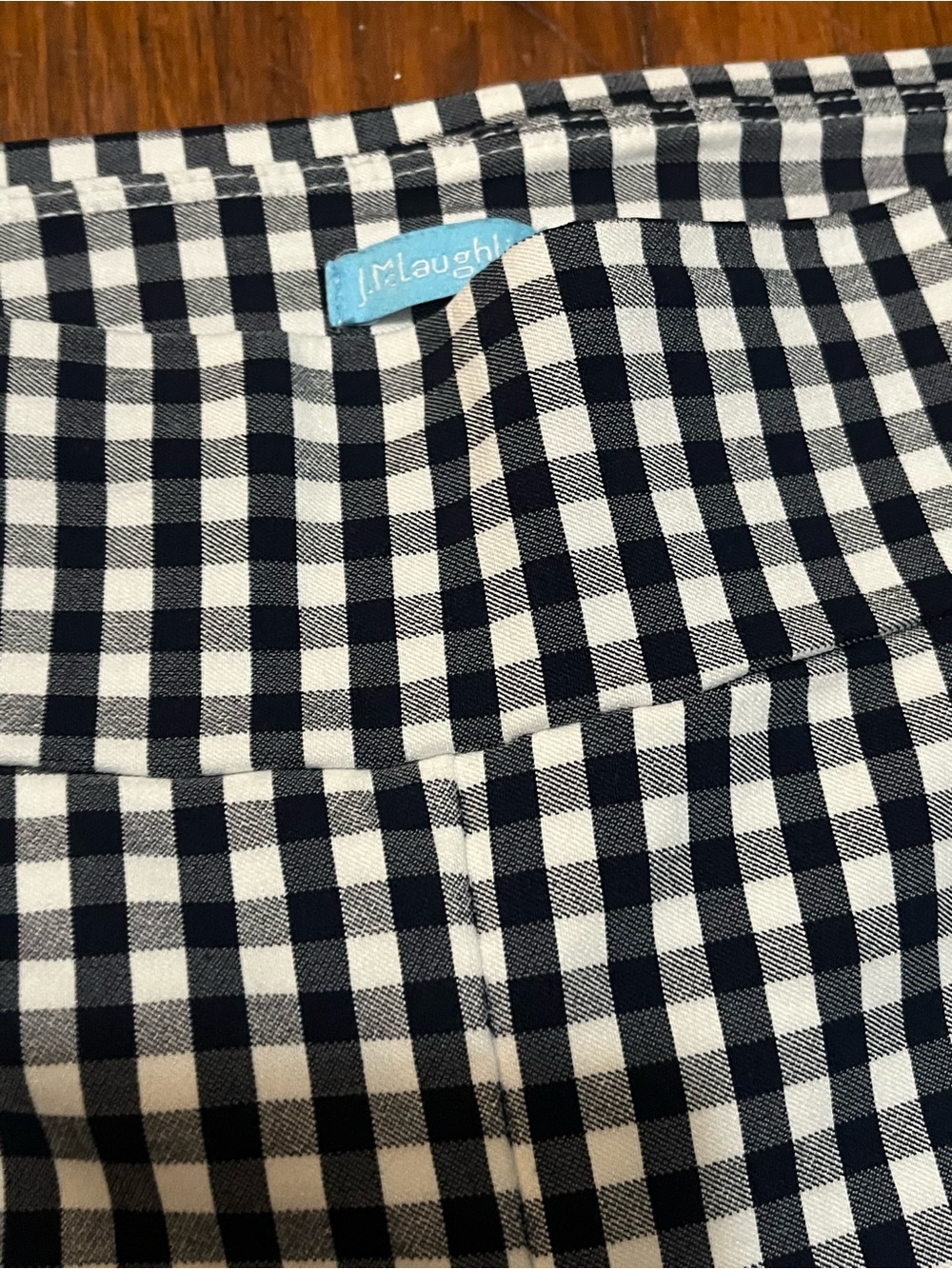 J. McLaughlin Women’s Navy and White Gingham Pull On Dress Pants Size 2 - Picture 2 of 7